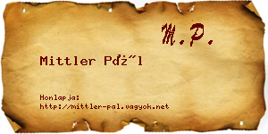 Mittler Pál névjegykártya